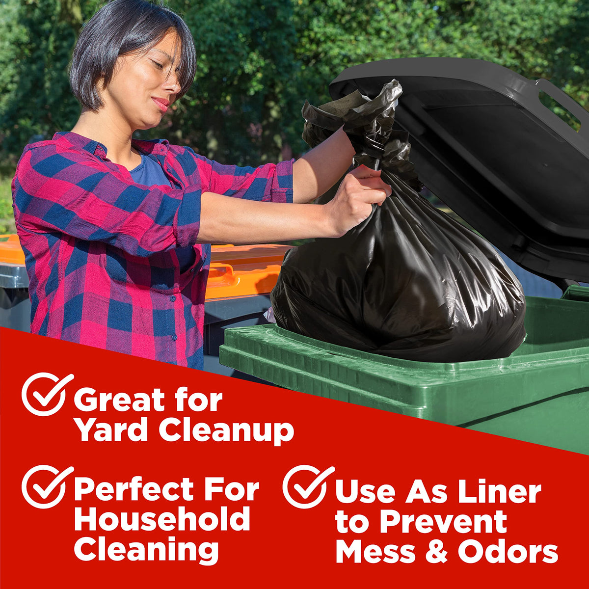 40-45 Gallon Trash Bags - 1.2 Mil - 100/Case - Black