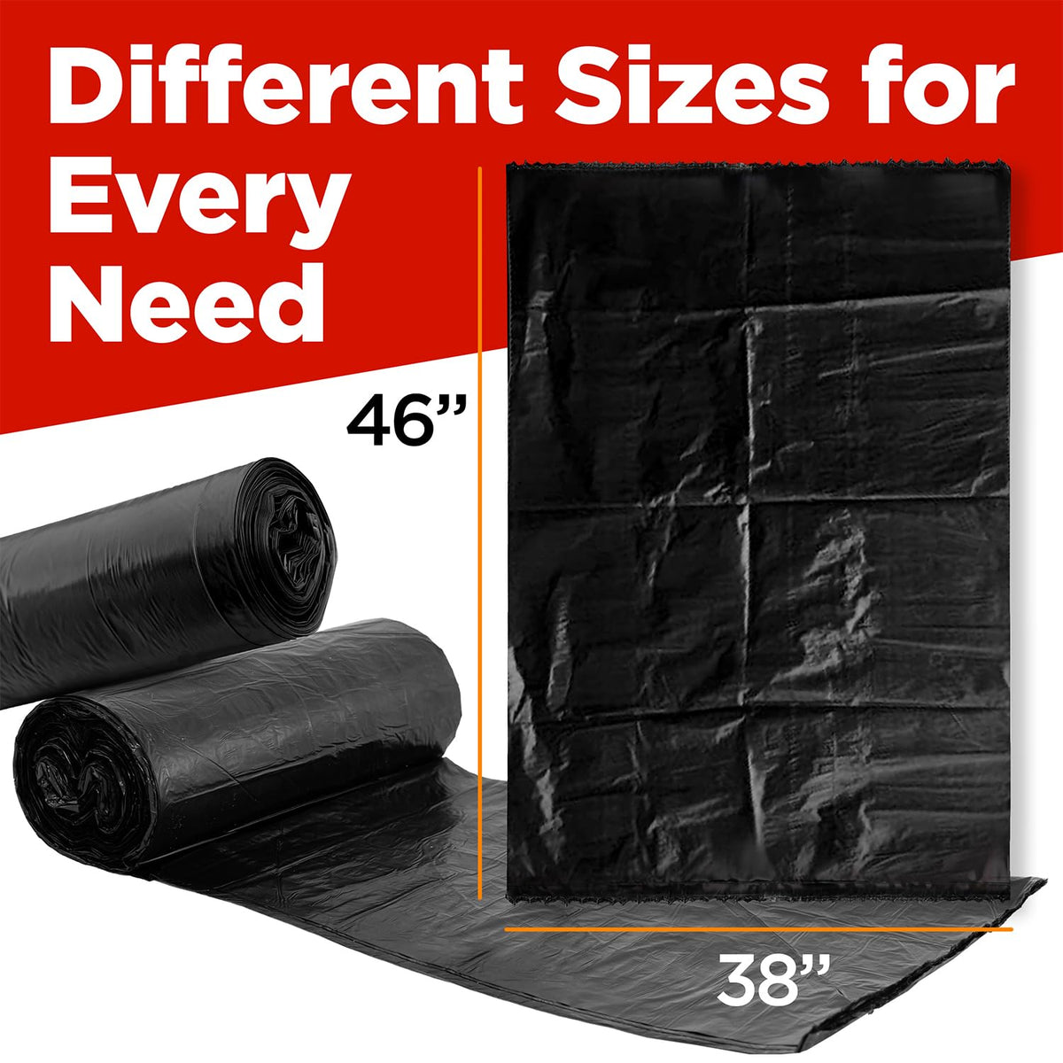 40-45 Gallon Trash Bags - 1.2 Mil - 100/Case - Black