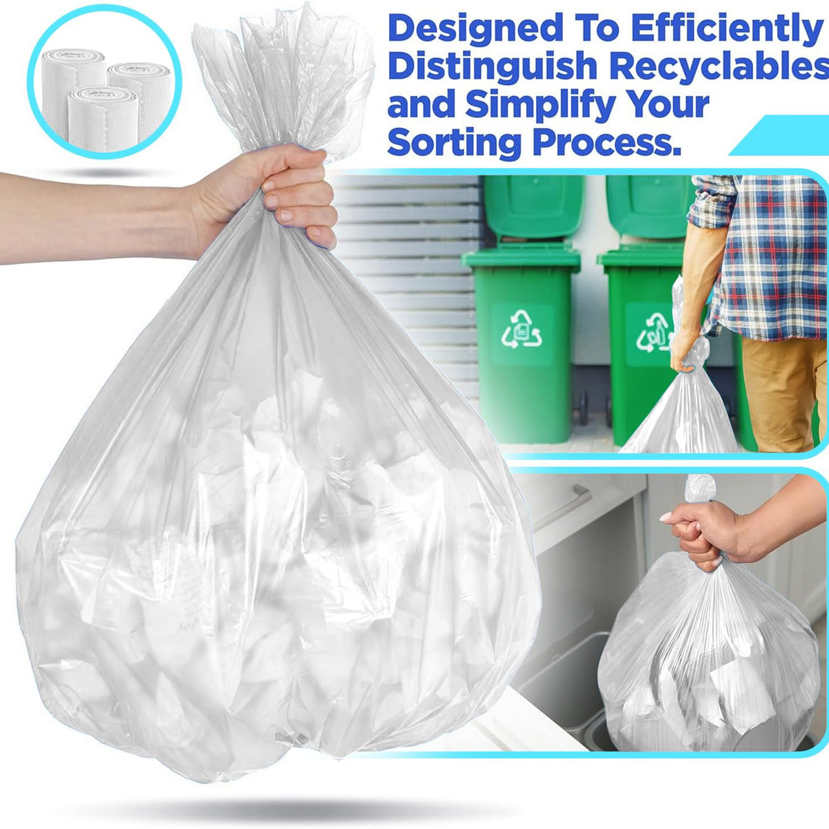16-25 Gallon High Density Bags - 10 Micron - 500/Case - Clear - view 5