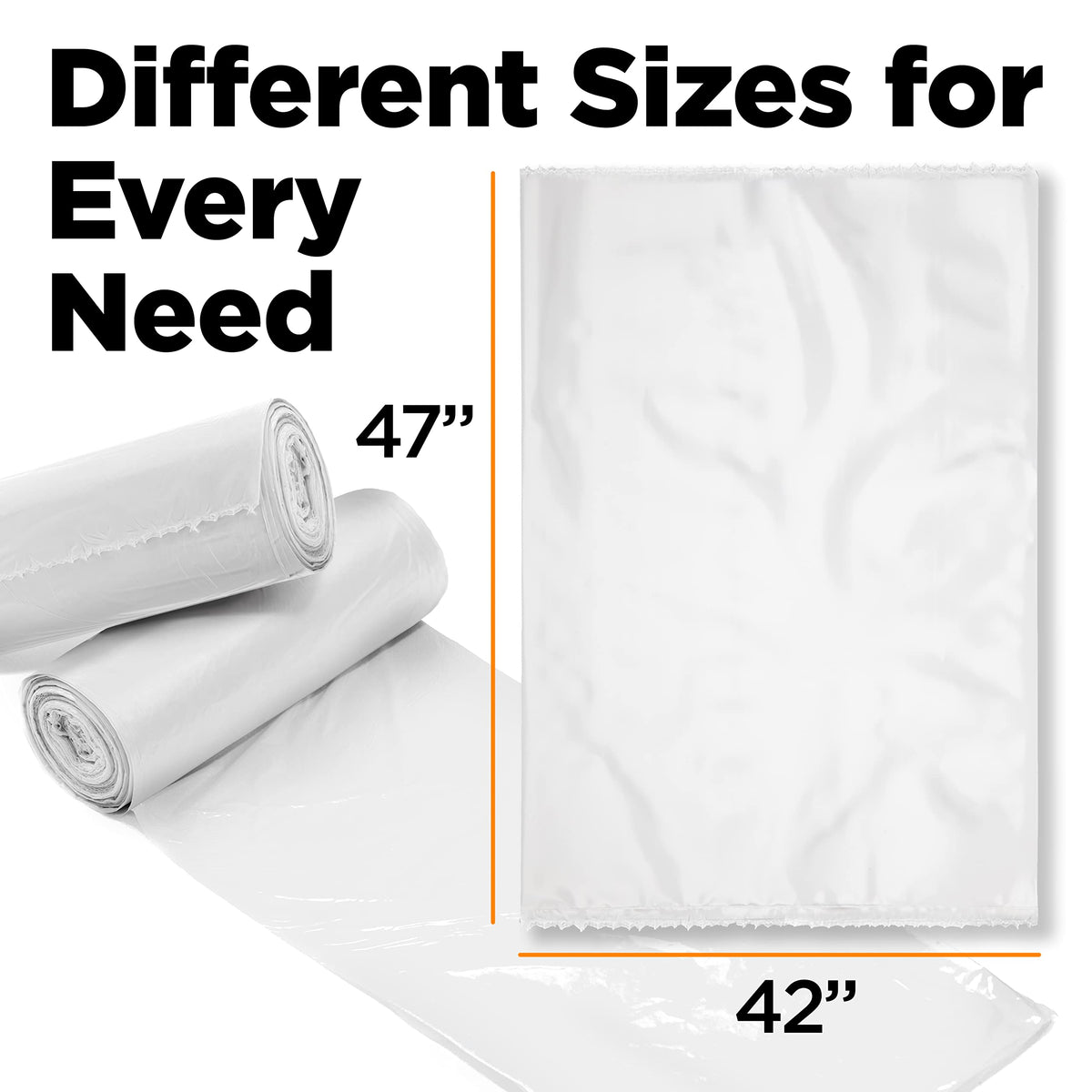 50 Gallon High Density Bags - 14 Micron - 200/Case - Clear - view 2