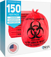 10 Gallon Biohazard Bags - 150/Case - Red