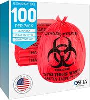 10 Gallon Biohazard Bags - 100/Case - Red
