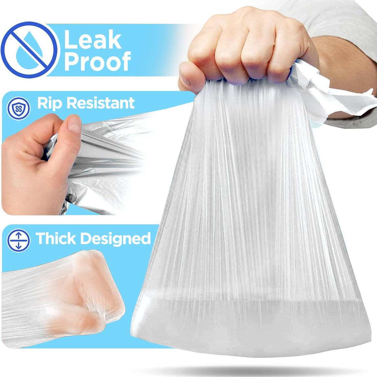 16-25 Gallon High Density Bags - 10 Micron - 500/Case - Clear - view 4