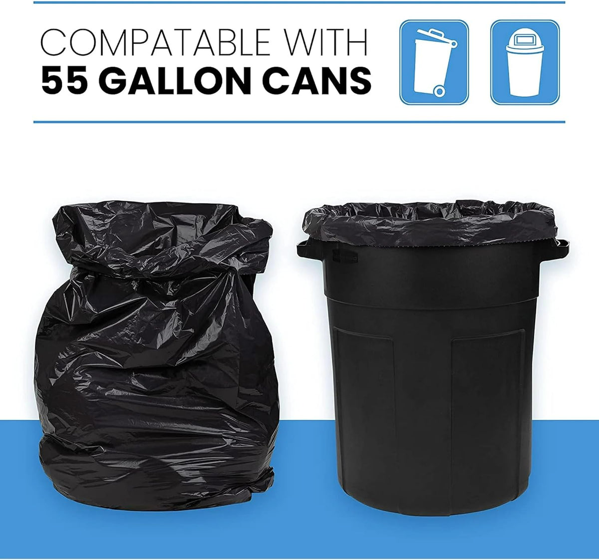Bolsas de basura de 55 galones - 1.2 mil - 50 por caja - Negras