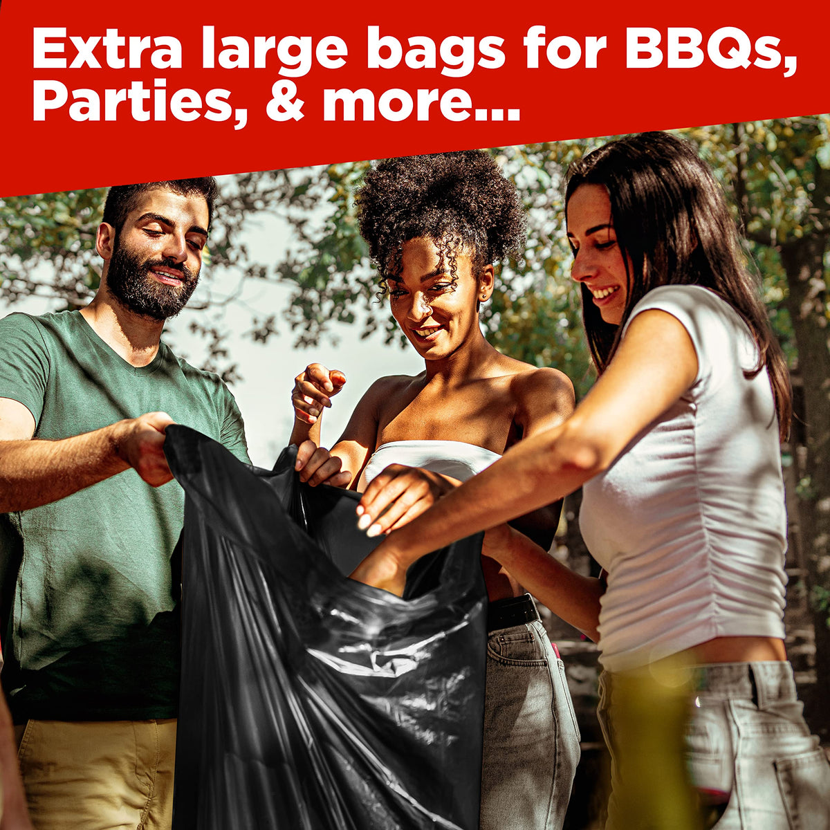 40-45 Gallon Trash Bags - 1.2 Mil - 100/Case - Black