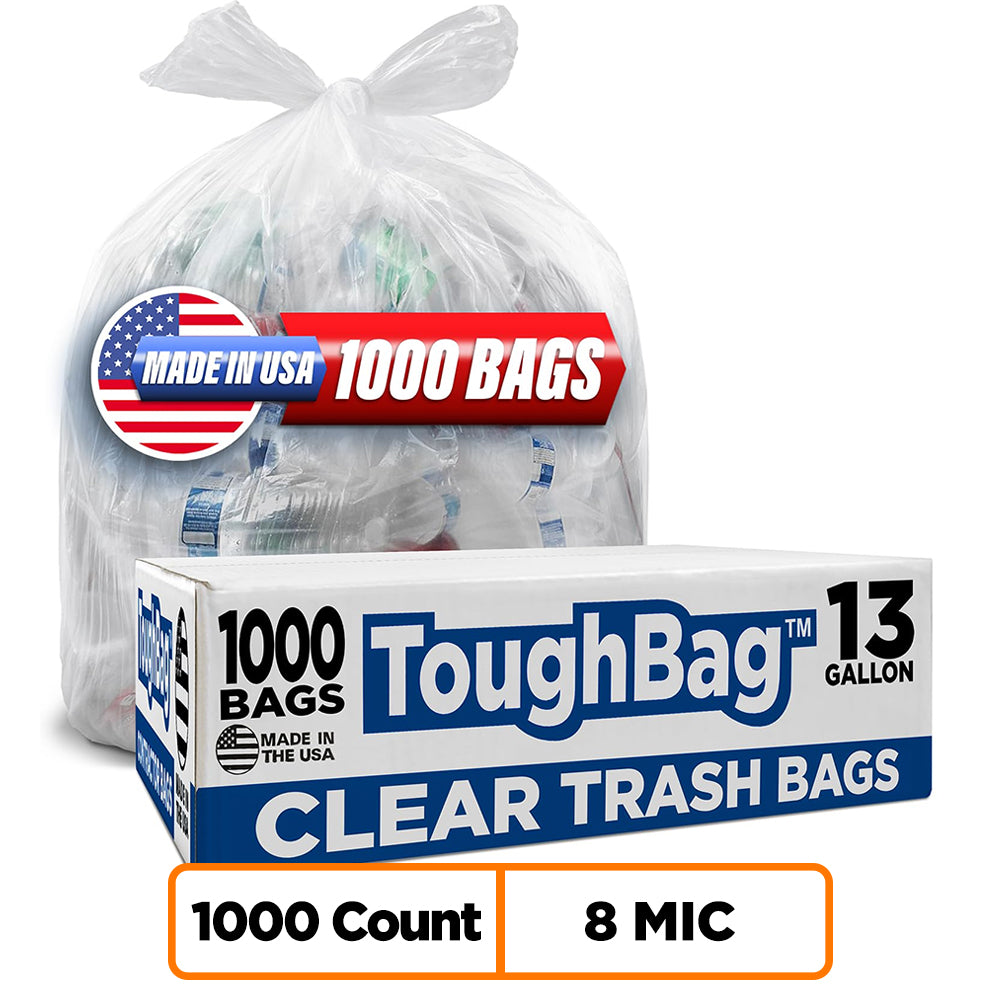 13 Gallon High Density Bags - 8 Micron - 1000/Case - Clear