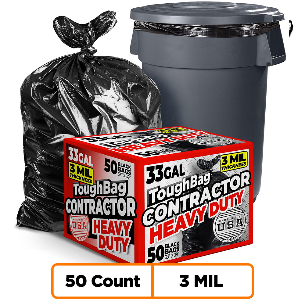 30-33 Gallon Contractor Bags - 3.0 Mil - 50/Case - Black