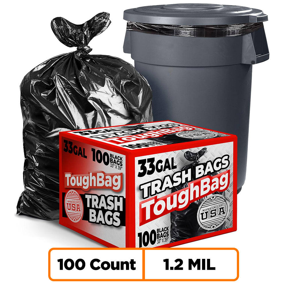 33 Gallon Trash Bags - 1.2 Mil - 100/Case - Black