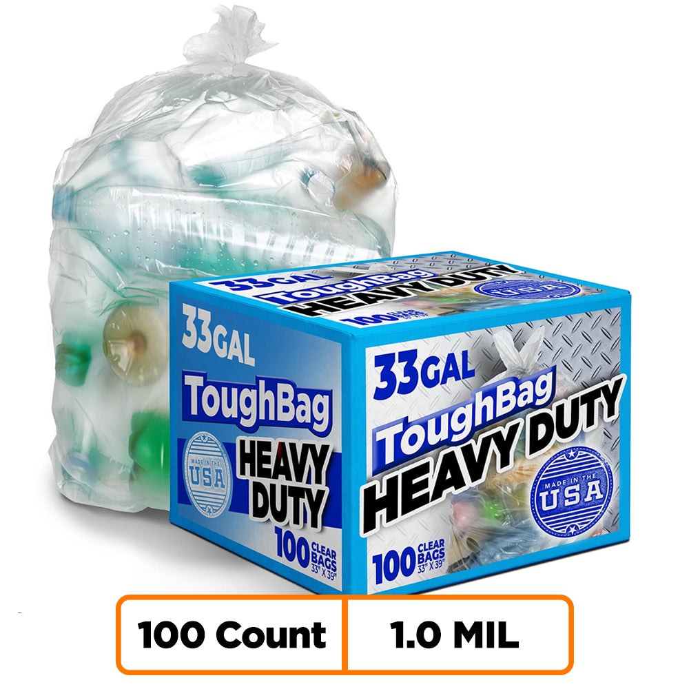 33 Gallon Trash Bags - 1.0 Mil - 100/Case - Clear
