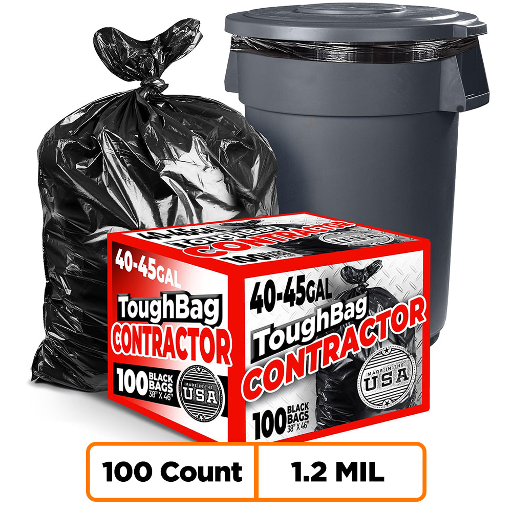 40-45 Gallon Trash Bags - 1.2 Mil - 100/Case - Black