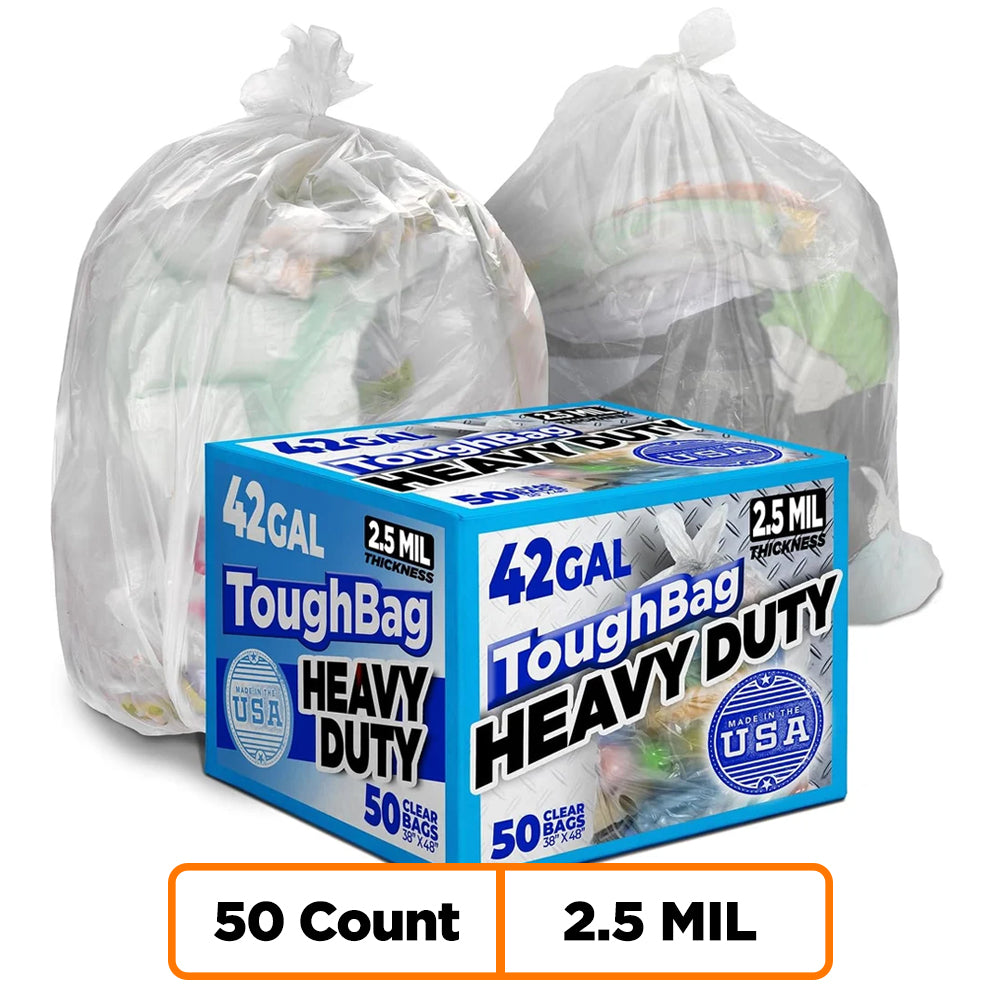 42 Gallon Contractor Bags - 2.5 Mil - 50/Case - Clear