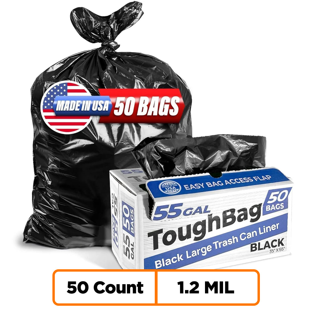 55 Gallon Trash Bags - 1.2 Mil - 50/Case - Black