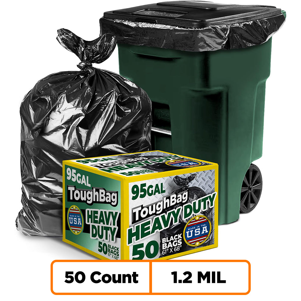 95-96 Gallon Trash Bags - 1.2 Mil - 50/Case - Black