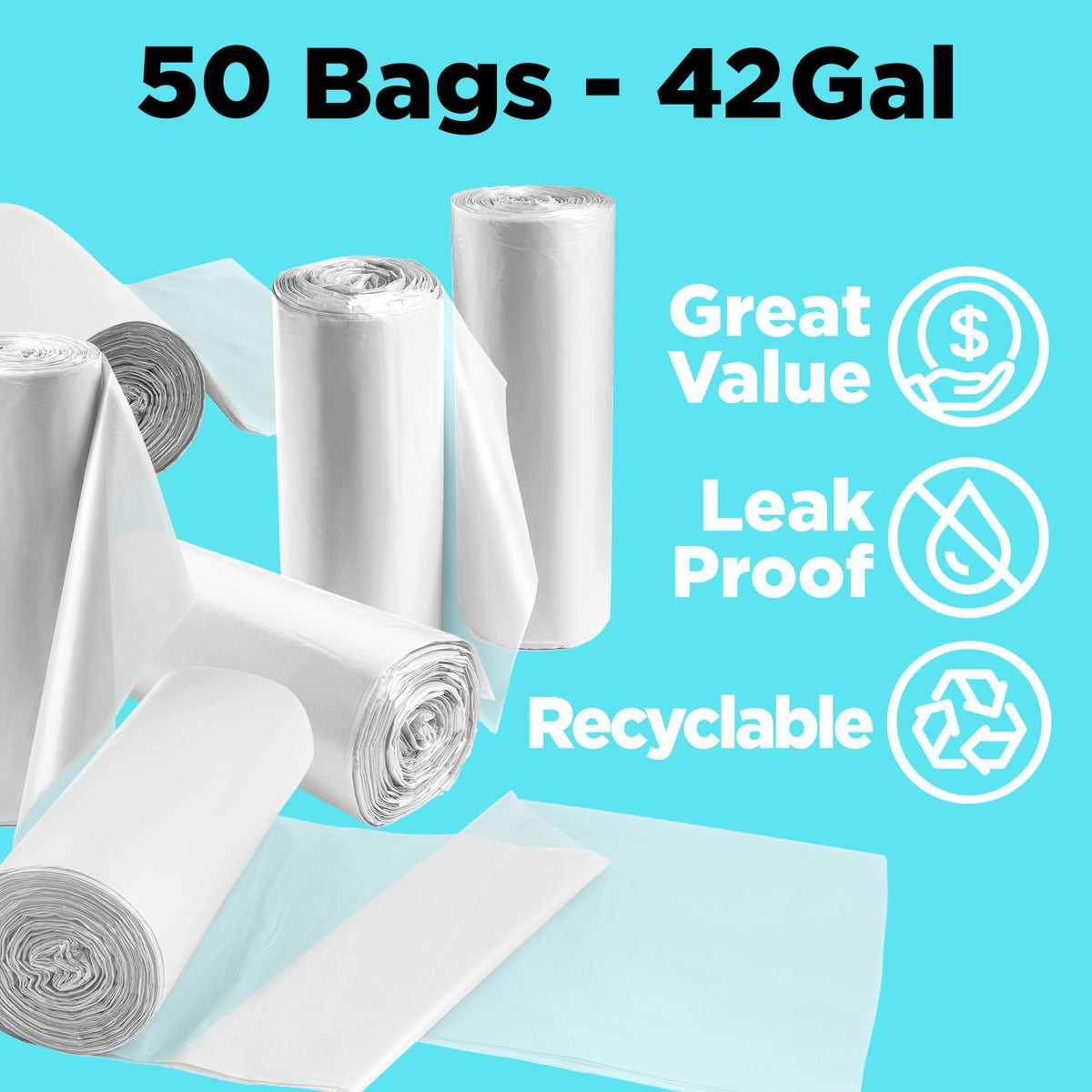 42 Gallon Contractor Bags - 2.5 Mil - 50/Case - Clear