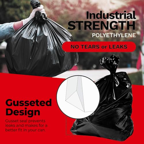 55-60 Gallon High Density Bags - 21 Micron - 150/Case - Black